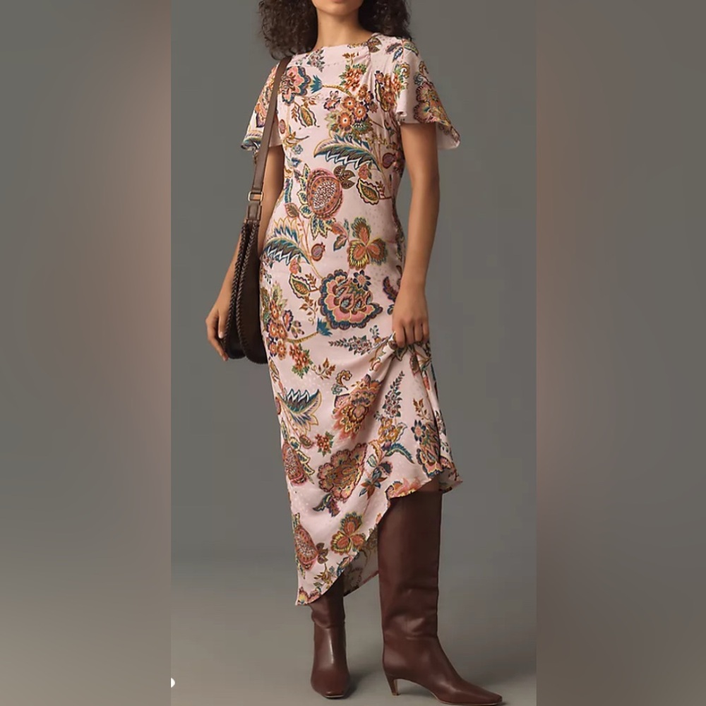 NWT Kachel x Anthropologie Flutter Sleeve Slip Dress Size 10